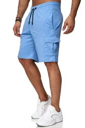 Reslad Sweatshorts Cargo Bermuda Jogginghose Hellblau/Blau