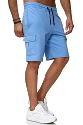 Reslad Sweatshorts Cargo Bermuda Jogginghose Hellblau/Blau