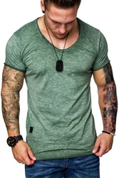 REPUBLIX T-Shirt AVA Herren V-Ausschnitt Shirt Dunkelgrün/Grün