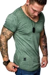 REPUBLIX T-Shirt AVA Herren V-Ausschnitt Shirt Dunkelgrün/Grün