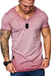 REPUBLIX T-Shirt AVA Herren V-Ausschnitt Shirt Dunkelrot/Rosa/Rot/Lila