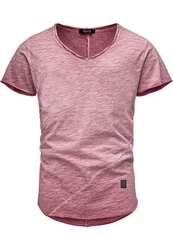 REPUBLIX T-Shirt AVA Herren V-Ausschnitt Shirt Dunkelrot/Rosa/Rot/Lila