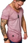 REPUBLIX T-Shirt AVA Herren V-Ausschnitt Shirt Dunkelrot/Rosa/Rot/Lila