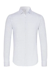 DESOTO Langarm Businesshemd Raglanschnitt Weiß/Hellblau/Creme