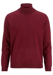 Rollkragenpullover Rollkragenpullover - Casual Fit - Merino - Einfarbig - Bordeaux (1-tlg)