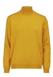 Rollkragenpullover Rollkragenpullover - Casual Fit - Merino - Einfarbig - Gelb (1-tlg)