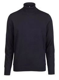 Rollkragenpullover Rollkragenpullover - Casual Fit - Merino - Einfarbig - Marine (1-tlg)