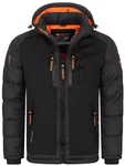 Geographical Norway Steppjacke Parka Kapuzenjacke Outdoorjacke Schwarz/Grau/Orange/Dunkelgrau