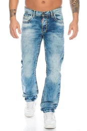 Regular-fit-Jeans Herren Jeans Hose mit ausgefallenem Kontrastnahtdesign Verschiedene dicke Kontrastnhte und kleine Akzente