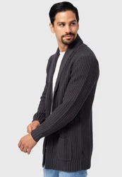 Indicode Strickjacke Anaheim Dunkelgrau/Hellgrau/Grau