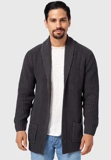 Indicode Strickjacke Anaheim Dunkelgrau/Hellgrau/Grau