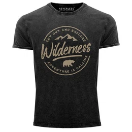 Print-Shirt Herren T-Shirt Vintage Shirt Printshirt Adventure Logo mit Print
