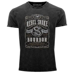 Print-Shirt Herren T-Shirt Vintage Shirt Printshirt Whiskey Emblem mit Print