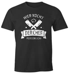 MoonWorks Print-Shirt Herren T-Shirt Koch mit Spruch Hier kocht der Chef persnlich Braun/Khaki/Dunkelgrau/Grau/Rot