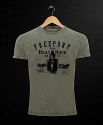 Neverless Print-Shirt Herren Retro Freeport Island Dunkelgrün