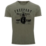 Neverless Print-Shirt Herren Retro Freeport Island Dunkelgrün