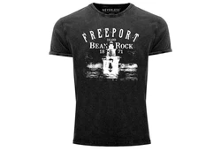 Neverless Print-Shirt Herren Retro Freeport Island Schwarz/Dunkelgrau