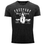 Neverless Print-Shirt Herren Retro Freeport Island Schwarz/Dunkelgrau