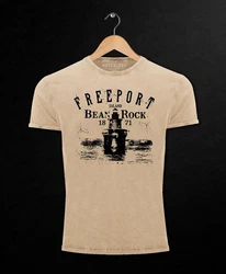 Neverless Print-Shirt Herren Retro Freeport Island Beige