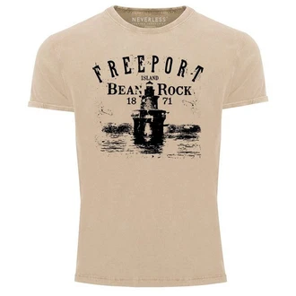 Neverless Print-Shirt Herren Retro Freeport Island Neverless Print-Shirt Herren Retro Freeport Island