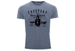 Neverless Print-Shirt Herren Retro Freeport Island Blau/Dunkelblau