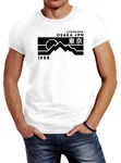 Neverless Print-Shirt Herren T-Shirt Osaka Japan Superiors Mountain Retro Design Weiß/Creme/Braun