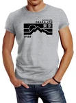 Neverless Print-Shirt Herren T-Shirt Osaka Japan Superiors Mountain Retro Design Dunkelgrau/Grau/Braun