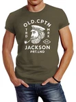 Neverless Print-Shirt Herren T-Shirt Kapitän Motiv Old Cptn Jackson Dunkelgrün
