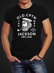 Neverless Print-Shirt Herren T-Shirt Kapitän Motiv Old Cptn Jackson Dunkelrot/Braun/Schwarz/Rot/Dunkelgrün