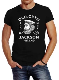 Print-Shirt Herren T-Shirt Kapitn Motiv Aufdruck Old Cptn Jackson mit Print