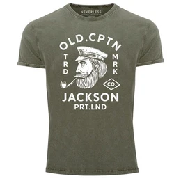 Print-Shirt Herren Vintage Shirt Kapitn Motiv Aufdruck Old Cptn Jackson Retro mit Print