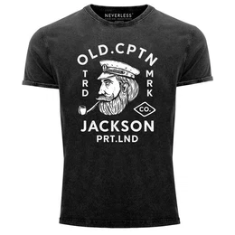 Print-Shirt Herren Vintage Shirt Kapitn Motiv Aufdruck Old Cptn Jackson Retro mit Print