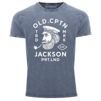 Neverless Print-Shirt Herren Vintage Old Cptn Jackson Neverless Print-Shirt Herren Vintage Old Cptn Jackson