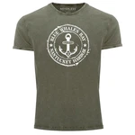 Neverless Print-Shirt Herren Vintage Shirt Anker Motiv maritim Retro Anchor Badge Dunkelgrün