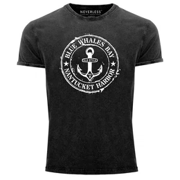Print-Shirt Herren Vintage Shirt Anker Motiv maritim Retro Anchor Badge Vintage mit Print