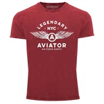 Neverless Print-Shirt Herren Vintage Legendary NYC Aviator Air Force Luftwaffe Flügel Rot/Dunkelrot/Hellblau
