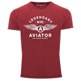 Print-Shirt Herren Vintage Shirt Legendary NYC Aviator Air Force Luftwaffe Flgel mit Print