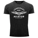 Neverless Print-Shirt Herren Vintage Legendary NYC Aviator Air Force Luftwaffe Flügel Hellblau/Grau/Lila/Dunkelgrau/Gelb