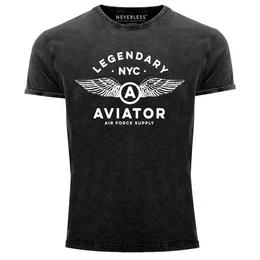 Print-Shirt Herren Vintage Shirt Legendary NYC Aviator Air Force Luftwaffe Flgel mit Print