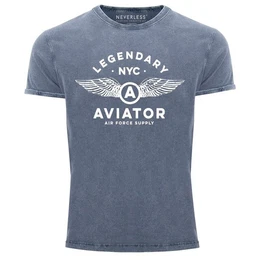 Print-Shirt Herren Vintage Shirt Legendary NYC Aviator Air Force Luftwaffe Flgel mit Print