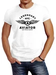 Neverless Print-Shirt Herren T-Shirt Legendary NYC Aviator Air Force Flügel Hellblau