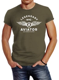 Print-Shirt Herren T-Shirt Legendary NYC Aviator Air Force Luftwaffe Flgel Fashion Streetstyle mit Print