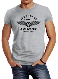 Print-Shirt Herren T-Shirt Legendary NYC Aviator Air Force Luftwaffe Flgel mit Print