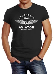Print-Shirt Herren T-Shirt Legendary NYC Aviator Air Force Luftwaffe Flgel Fashion Streetstyle mit Print