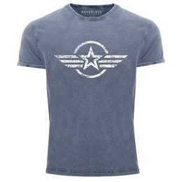 Print-Shirt Herren Vintage Shirt Airforce Stern Army Military Aufdruck Printshirt mit Print