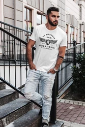 Neverless Print-Shirt Herren T-Shirt Print US Airforce Oklahoma Aviator Vintage-Shirt Weiß/Blau