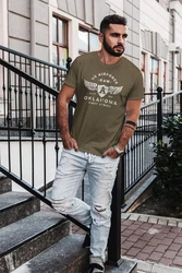 Neverless Print-Shirt Herren T-Shirt Print US Airforce Oklahoma Aviator Vintage-Shirt Dunkelgrün/Khaki
