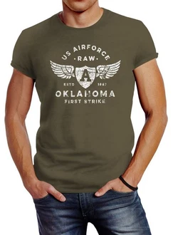 Neverless Print-Shirt Herren T-Shirt Print US Airforce Oklahoma Aviator Vintage-Shirt Neverless Print-Shirt Herren T-Shirt Print US Airforce Oklahoma Aviator Vintage-Shirt