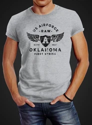 Neverless Print-Shirt Herren T-Shirt Print US Airforce Oklahoma Aviator Vintage-Shirt Blau/Dunkelblau