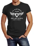 Neverless Print-Shirt Herren T-Shirt Print US Airforce Oklahoma Aviator Vintage-Shirt Blau/Dunkelblau/Schwarz